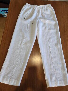 United Colors of Benetton White 100% linen pant Sz M